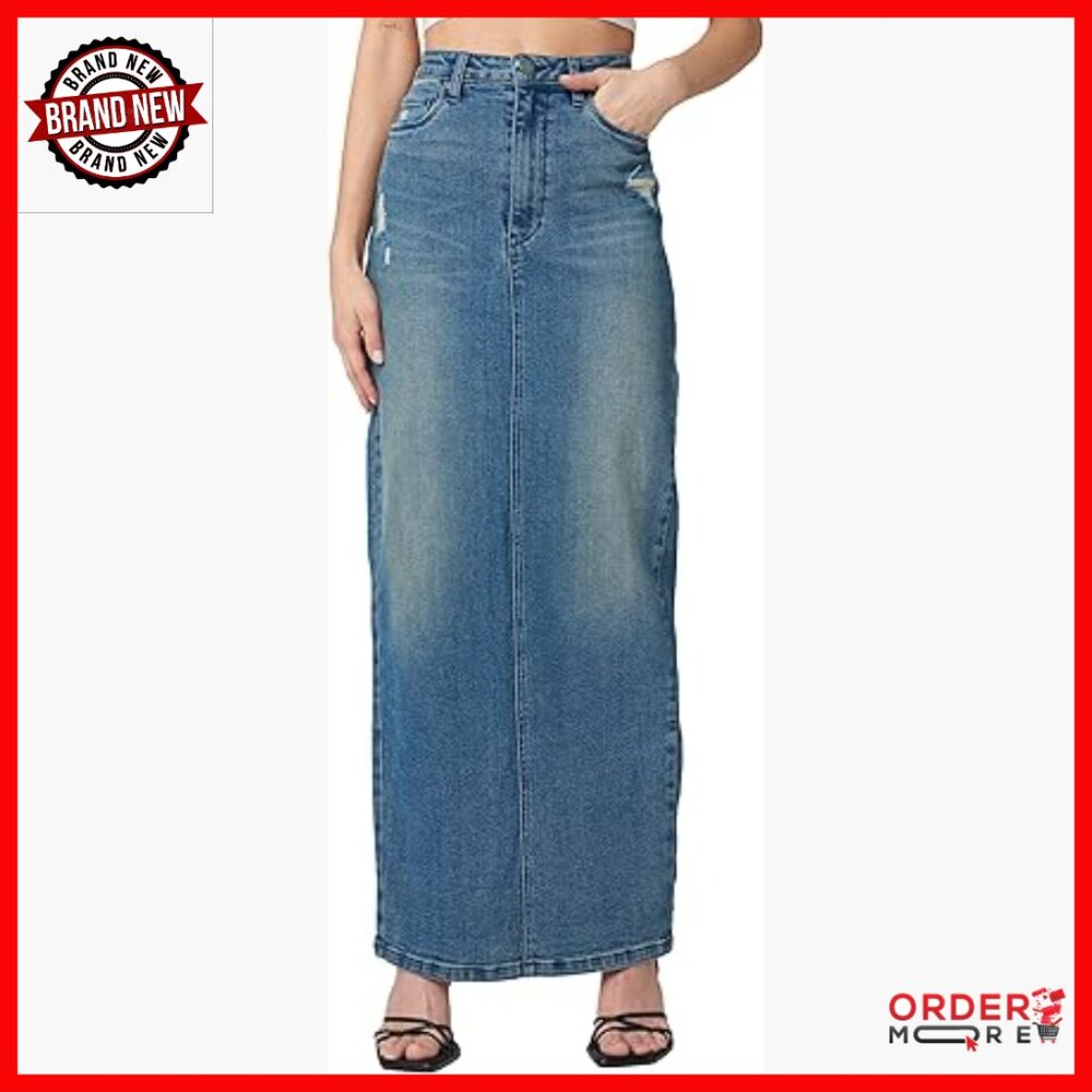 Sustainable Maxi Denim Tube Skirt High Rise Regular Fit Machine Wash